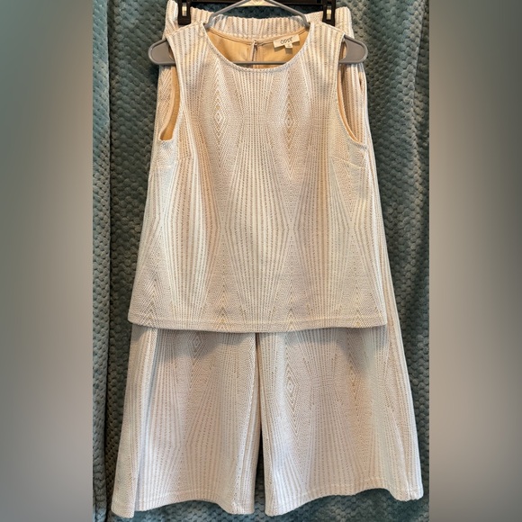 ODDY 2pc Lace Cream Sleeveless Pants Set - Picture 1 of 5